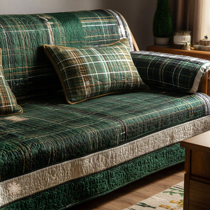 Bequemer gesteppter Sofaschutz mit Weihnachtsmotiven