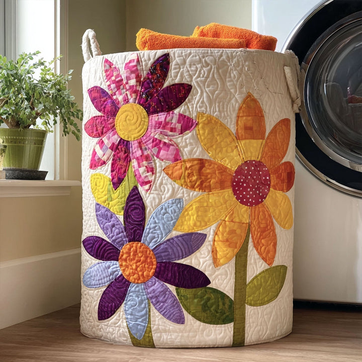 Gesteppter Wäschekorb – mit Blumenmuster