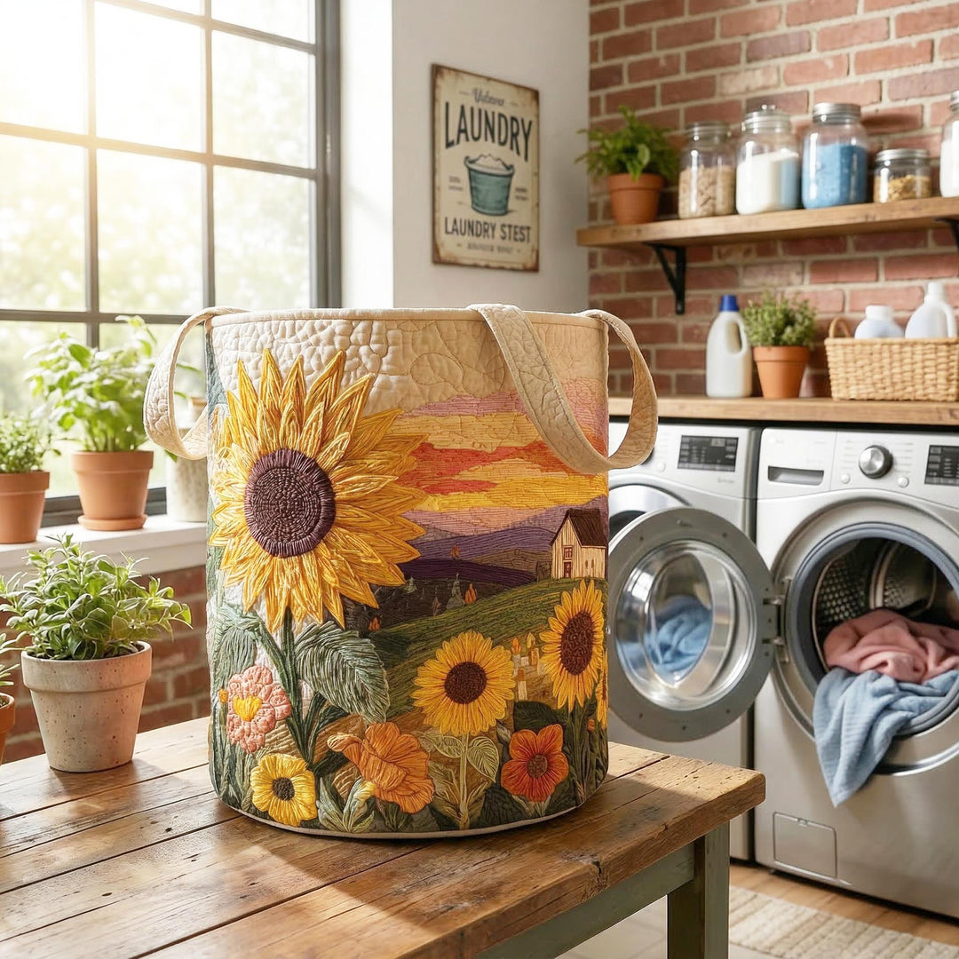 Gesteppter Wäschekorb – mit Blumendesign