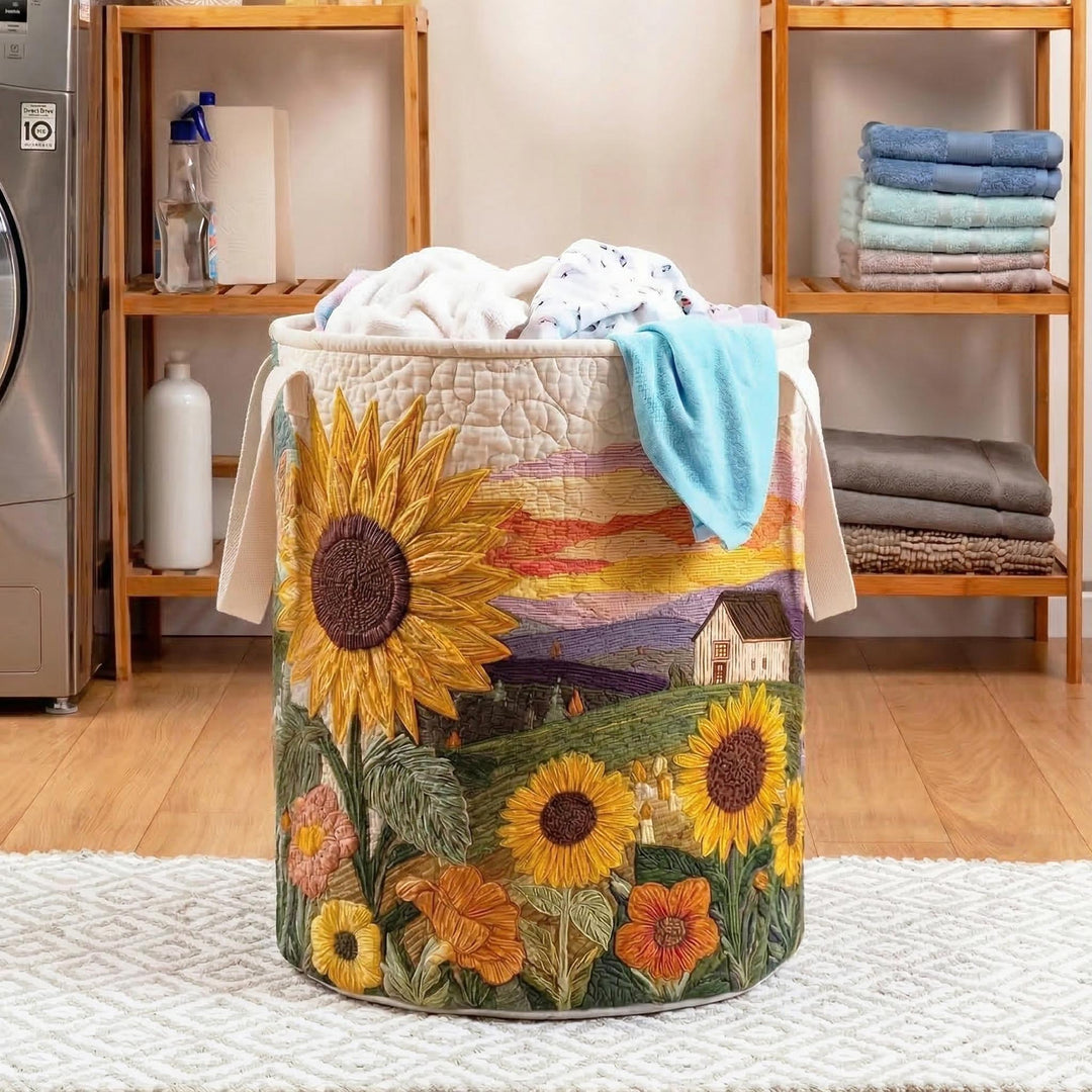Gesteppter Wäschekorb – mit Blumendesign