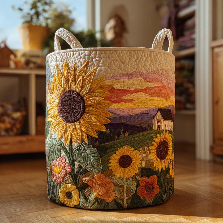 Gesteppter Wäschekorb – mit Blumendesign
