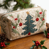 Gesteppte Kosmetiktasche mit Weihnachtswald