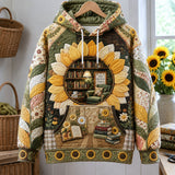 Sonnenblumen-Lesezimmer-Hoodie