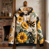 Sonnenblumen-Bienen-Hoodie