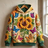 Patchwork-Hoodie mit Sonnenblumen-Muster