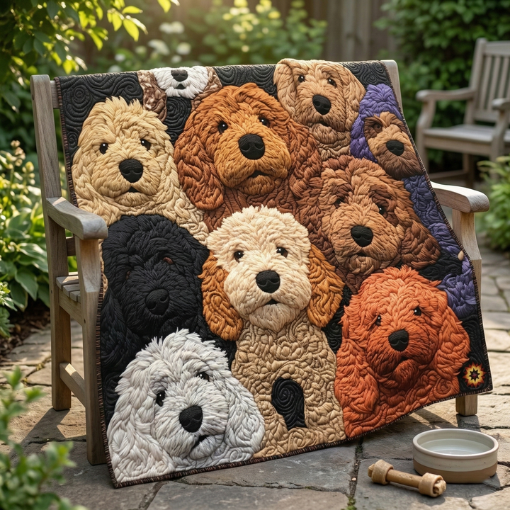 Steppdecke mit Doodle-Hunden