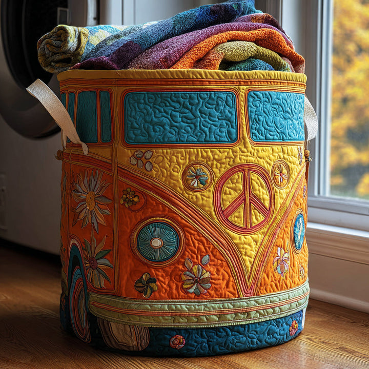 Gesteppter Wäschekorb – im bunten Hippie-Stil