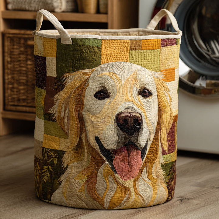 Gesteppter Wäschekorb – mit Golden Retriever