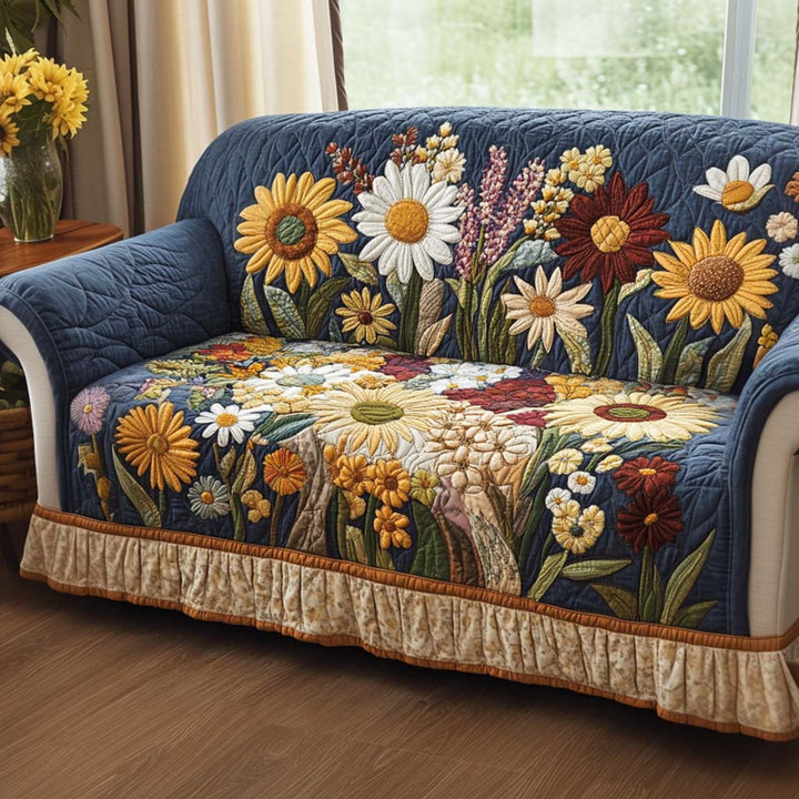 Fröhlicher Blüten-Quilt für Sofa-Schutz