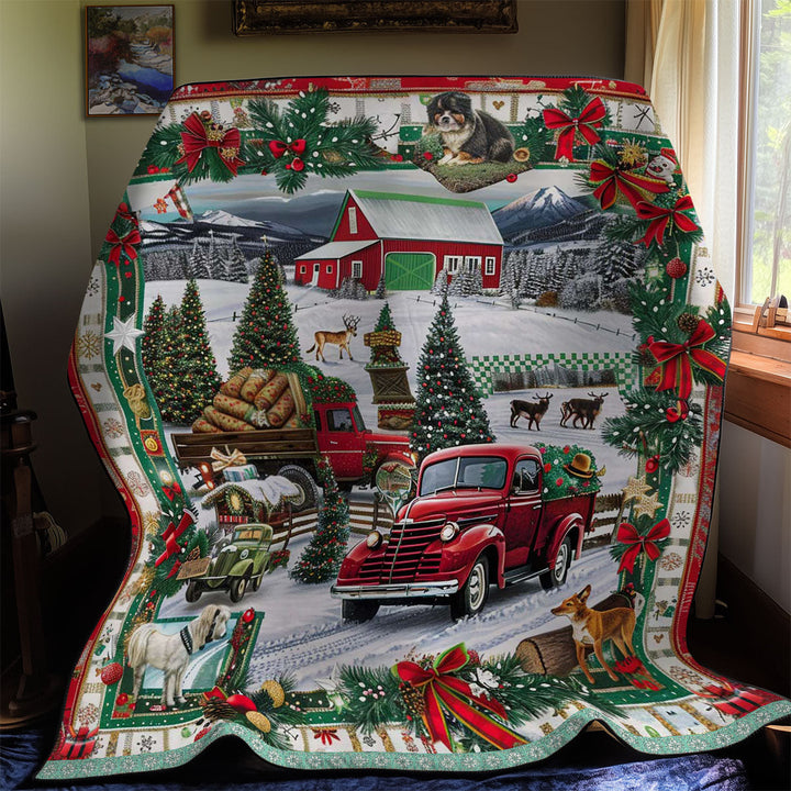 Weihnachts-Steppdecke mit rotem Truck