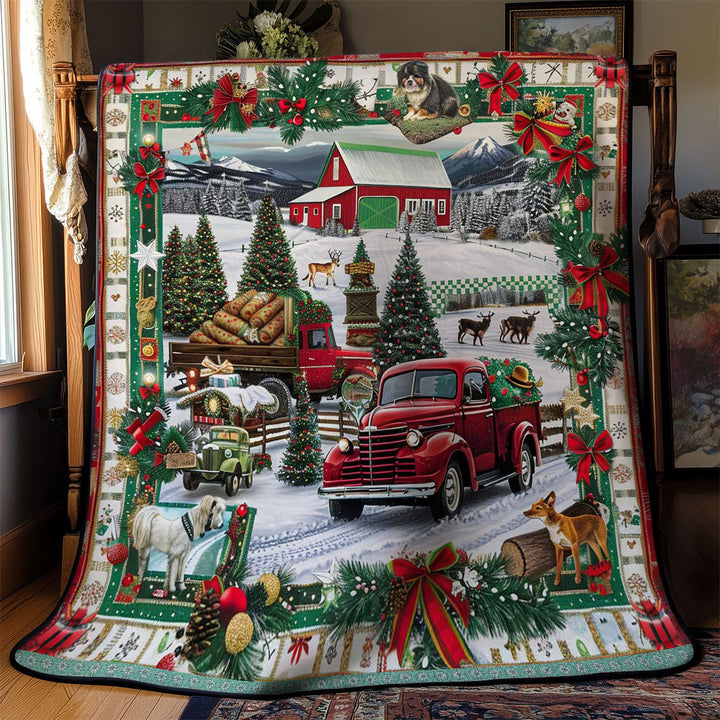 Weihnachts-Steppdecke mit rotem Truck