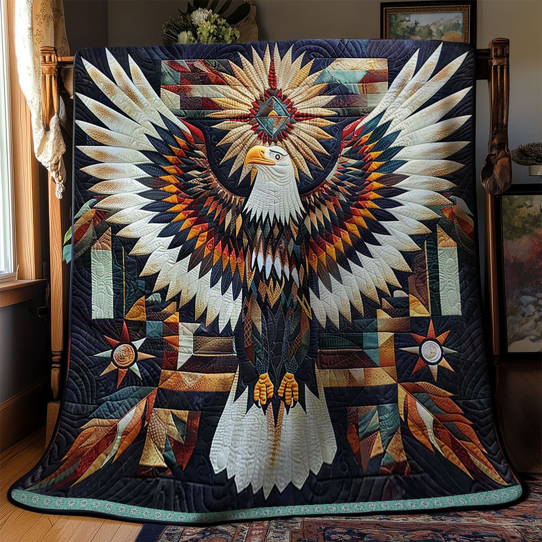 Steppdecke mit Adler im Federkreis