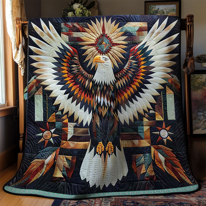 Steppdecke mit Adler im Federkreis