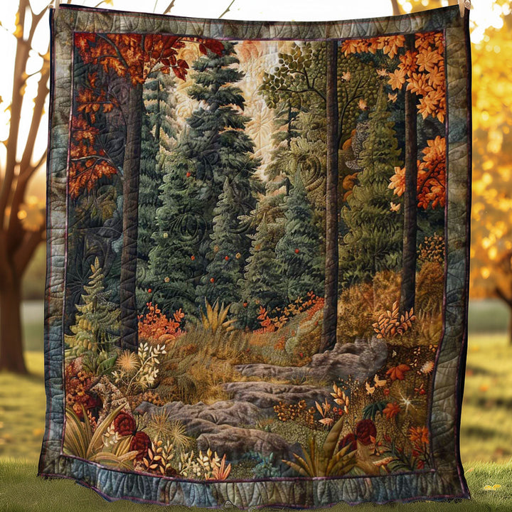 Steppdecke mit Herbstwald