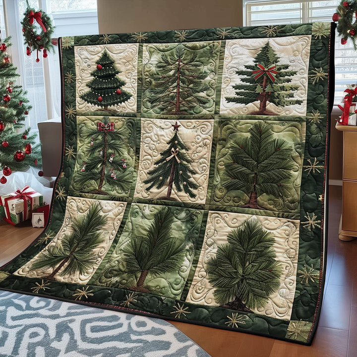 Weihnachts-Steppdecke mit Tannenbäumen