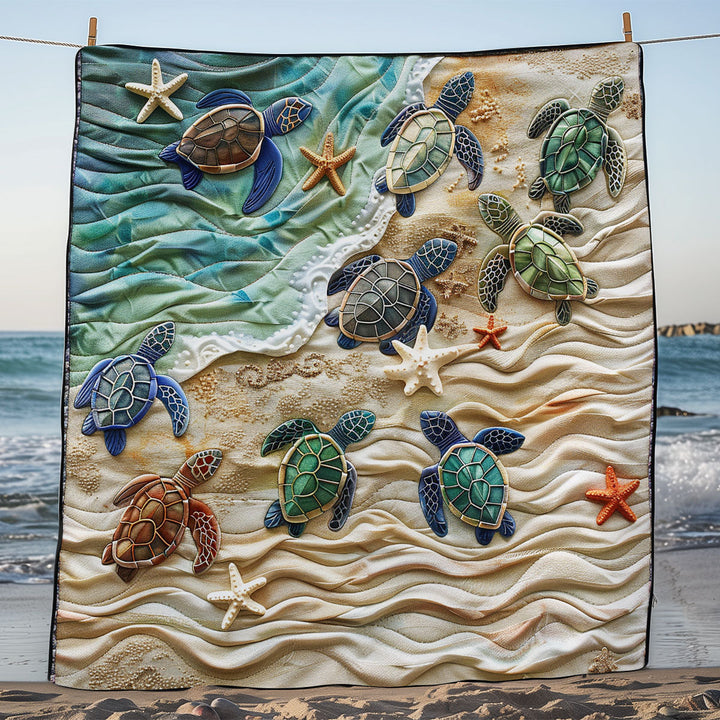 Steppdecke mit Schildkröten am Strand