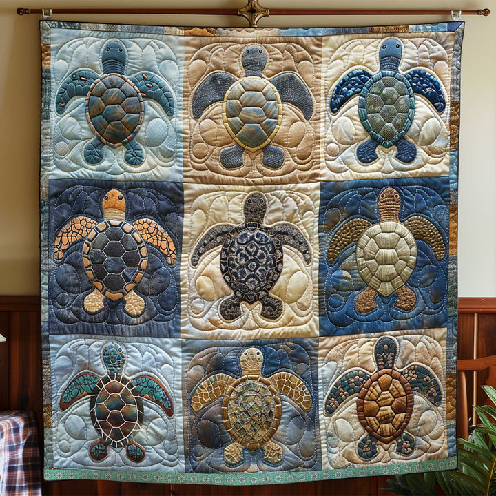 Patchwork-Steppdecke mit Schildkrötenpanzern