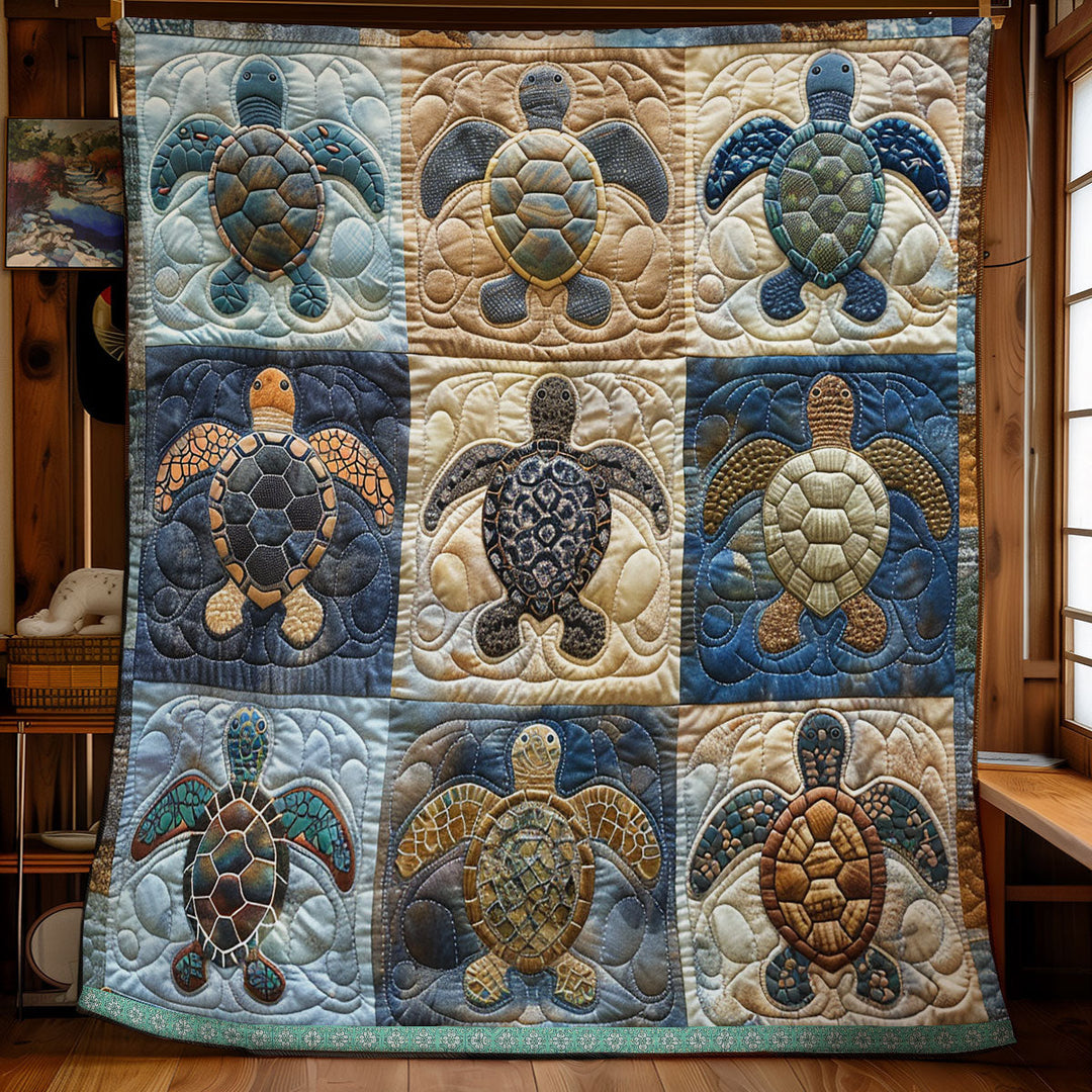 Patchwork-Steppdecke mit Schildkrötenpanzern