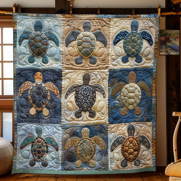 Patchwork-Steppdecke mit Schildkrötenpanzern