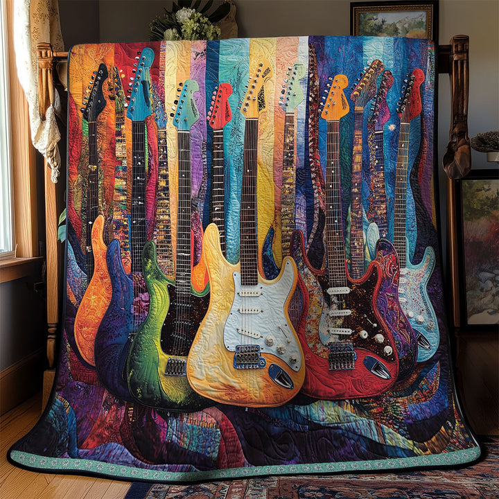 Steppdecke mit bunten E-Gitarren