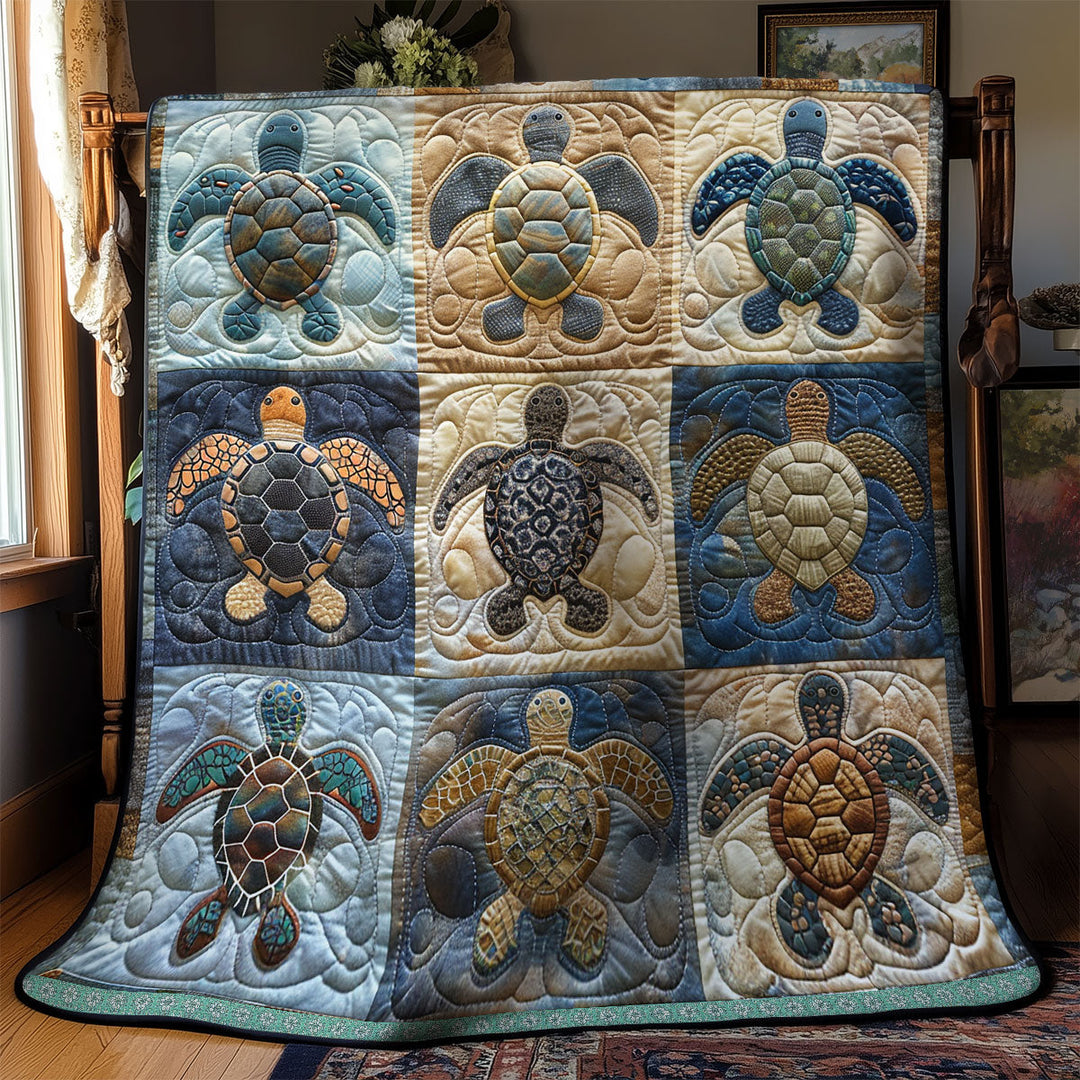 Patchwork-Steppdecke mit Schildkrötenpanzern
