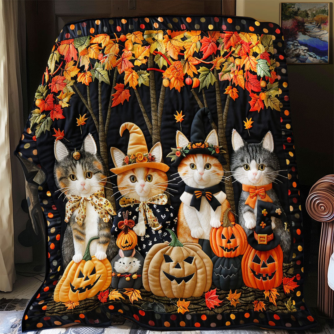 Halloween-Steppdecke mit Hexenkatzen