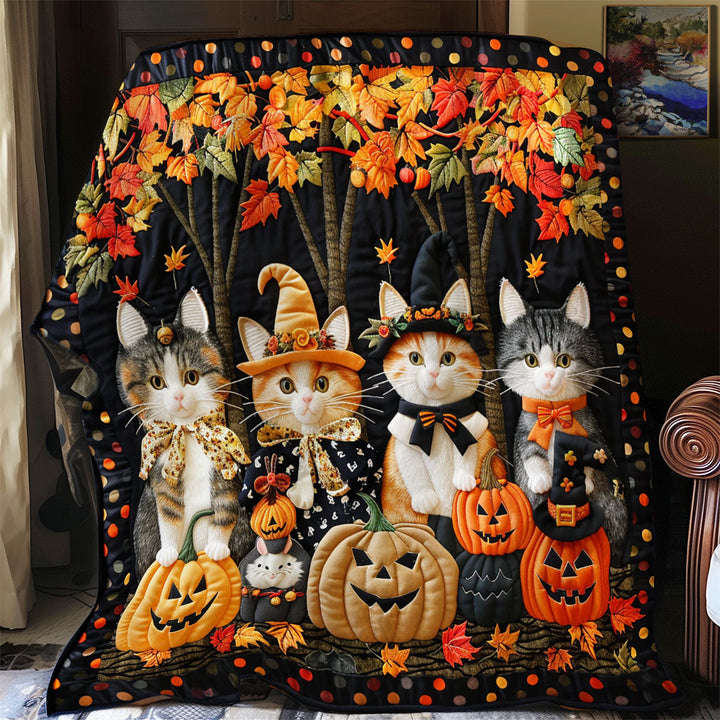 Halloween-Steppdecke mit Hexenkatzen