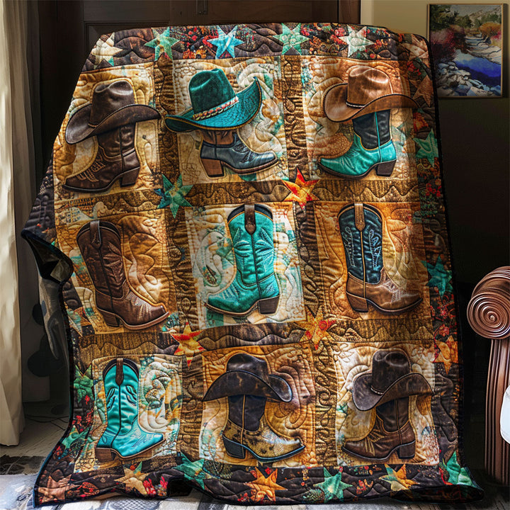 Patchwork-Steppdecke mit Westernstiefeln