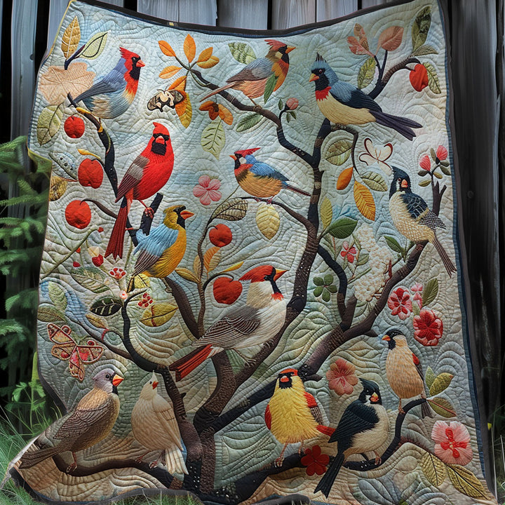 Steppdecke mit Vogelbaum