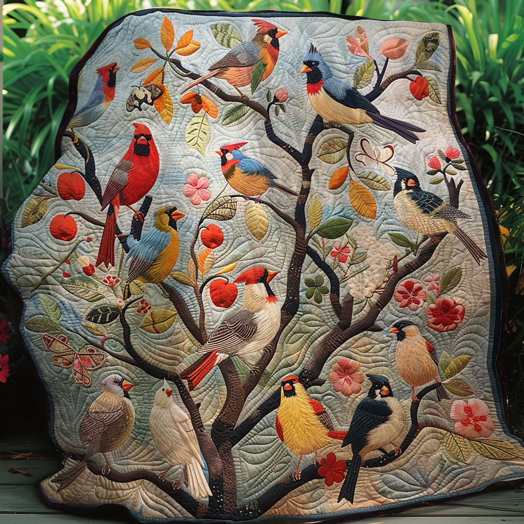 Steppdecke mit Vogelbaum