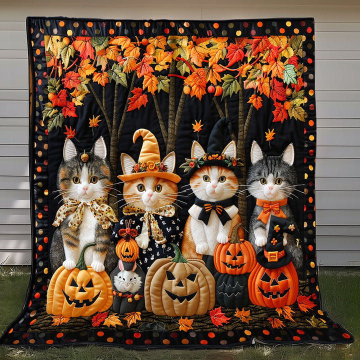 Halloween-Steppdecke mit Hexenkatzen