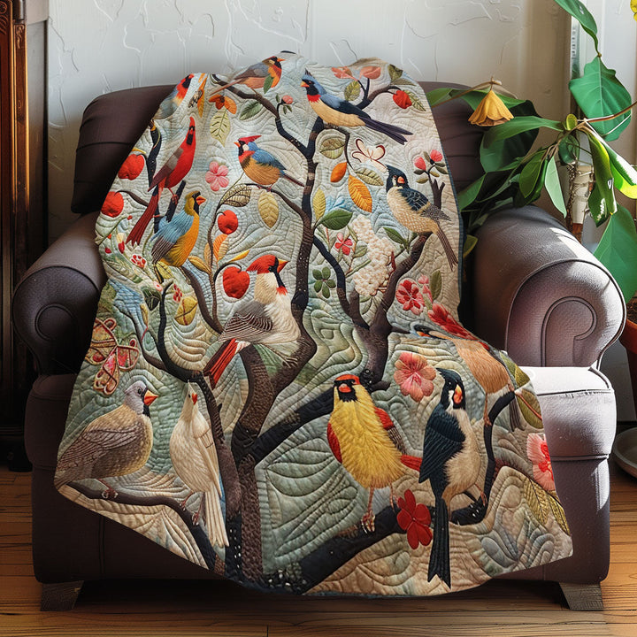 Steppdecke mit Vogelbaum