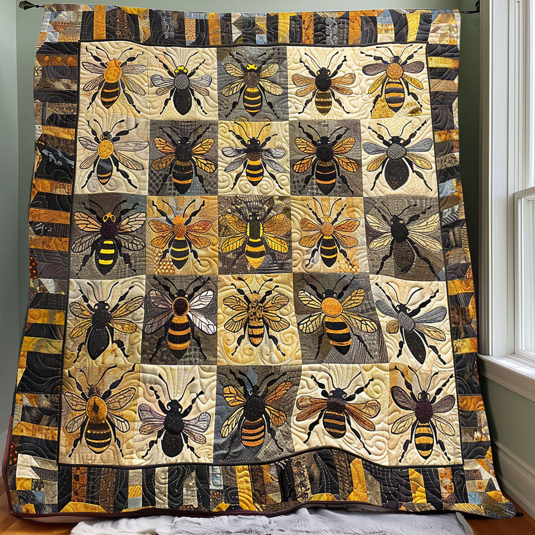 Patchwork-Steppdecke mit Bienen