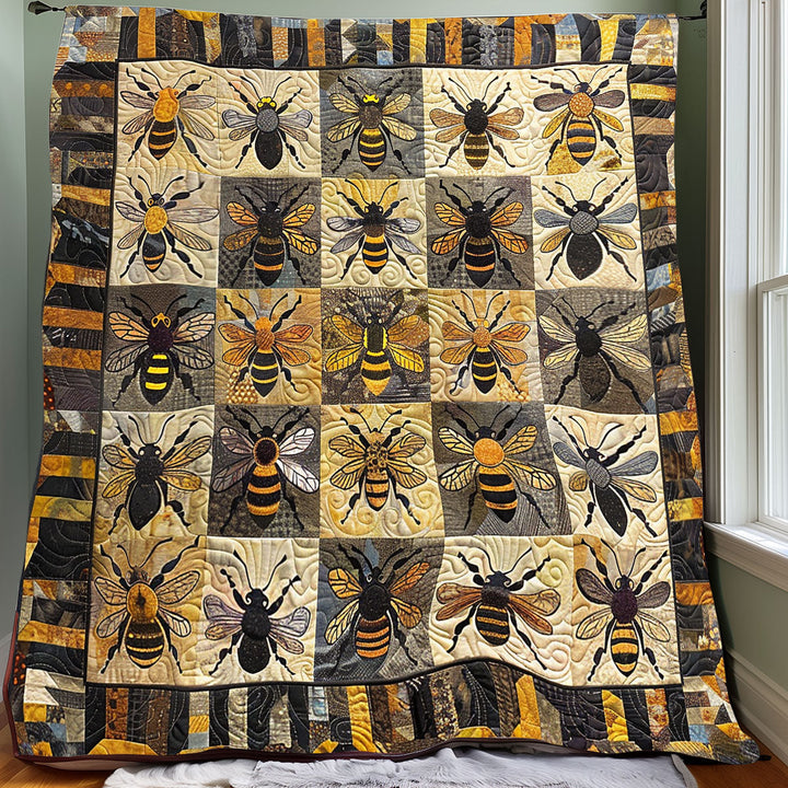 Patchwork-Steppdecke mit Bienen