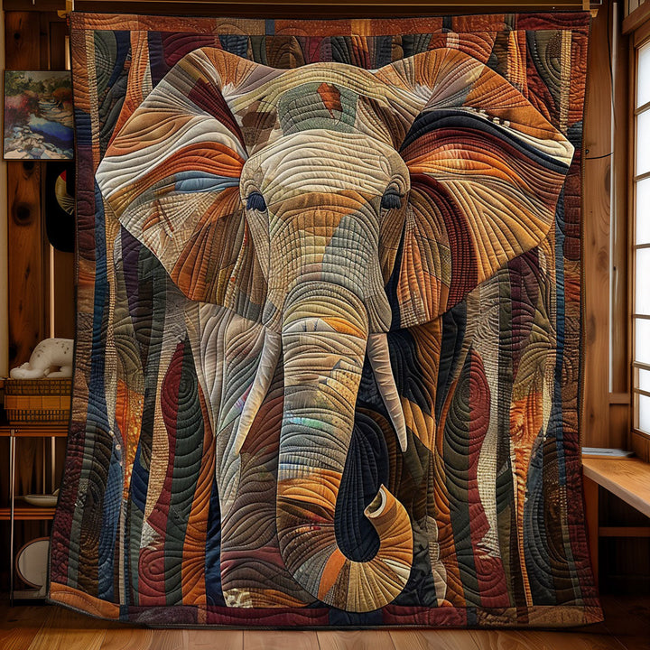 Steppdecke mit Elefant in Kupfertönen