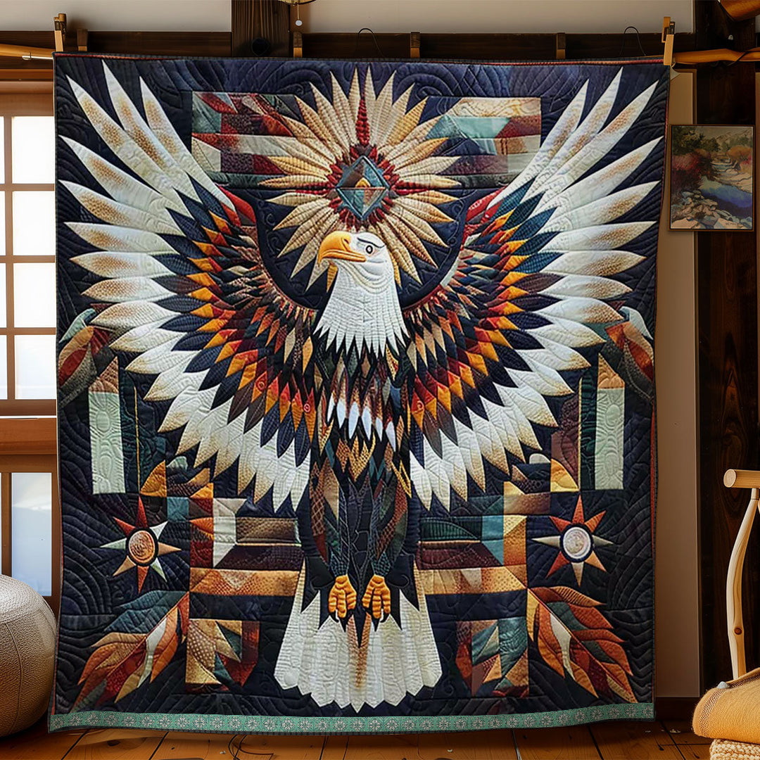 Steppdecke mit Adler im Federkreis