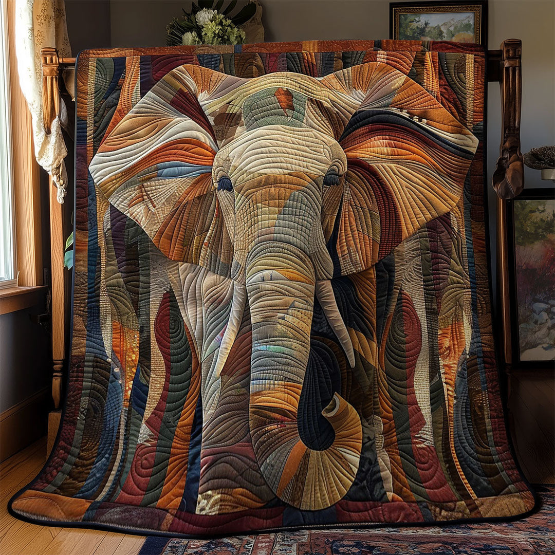 Steppdecke mit Elefant in Kupfertönen