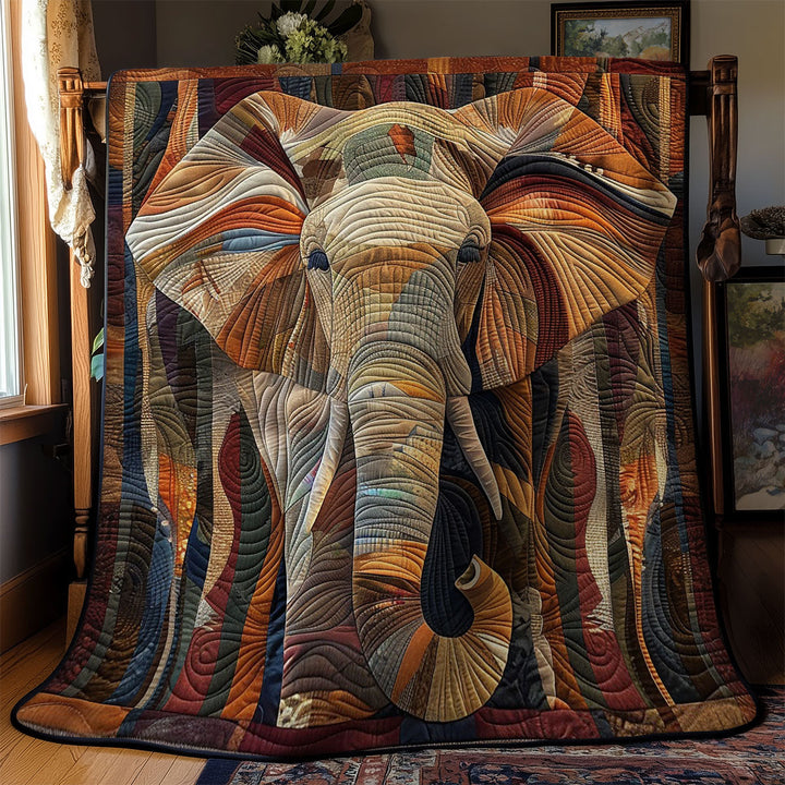 Steppdecke mit Elefant in Kupfertönen
