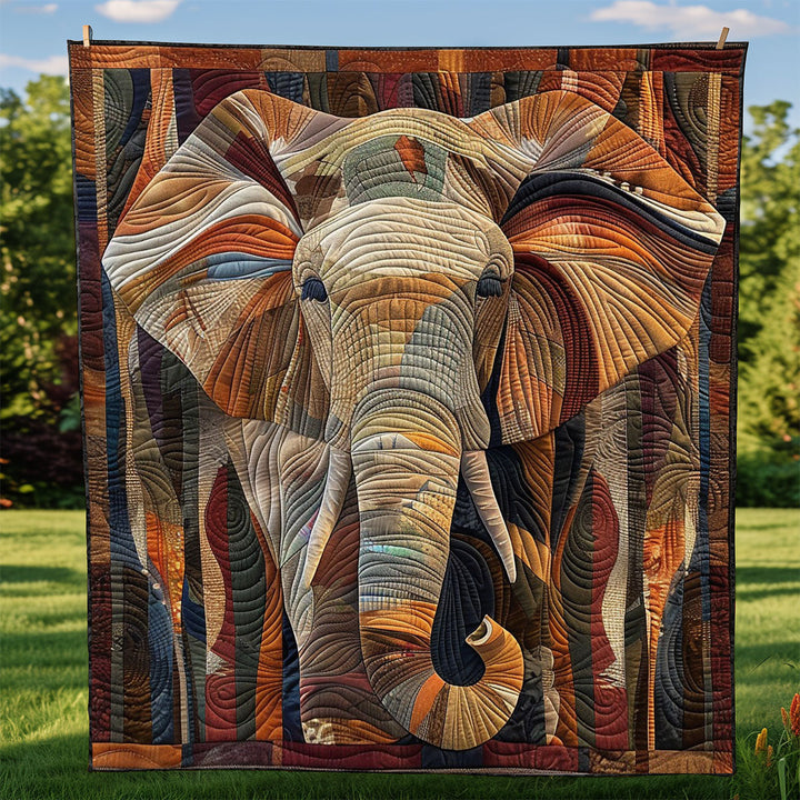 Steppdecke mit Elefant in Kupfertönen