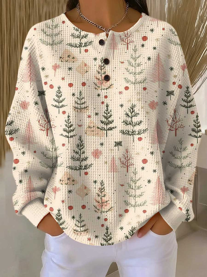 Sonja | Pullover in Creme mit kleinen Tannen