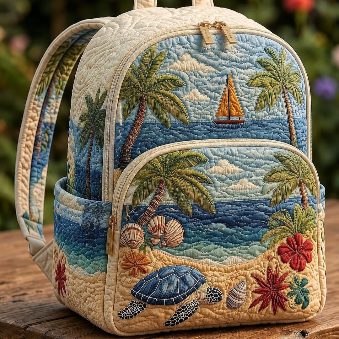 Gesteppter Rucksack – Meeresschildkröte am Tropenstrand