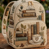 Gesteppter Rucksack – Bücher und Kaffee