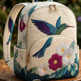 Gesteppter Rucksack – Kolibri und Wildblumen
