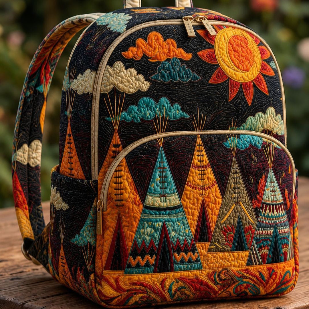 Gesteppter Rucksack – Zelte und Sonne