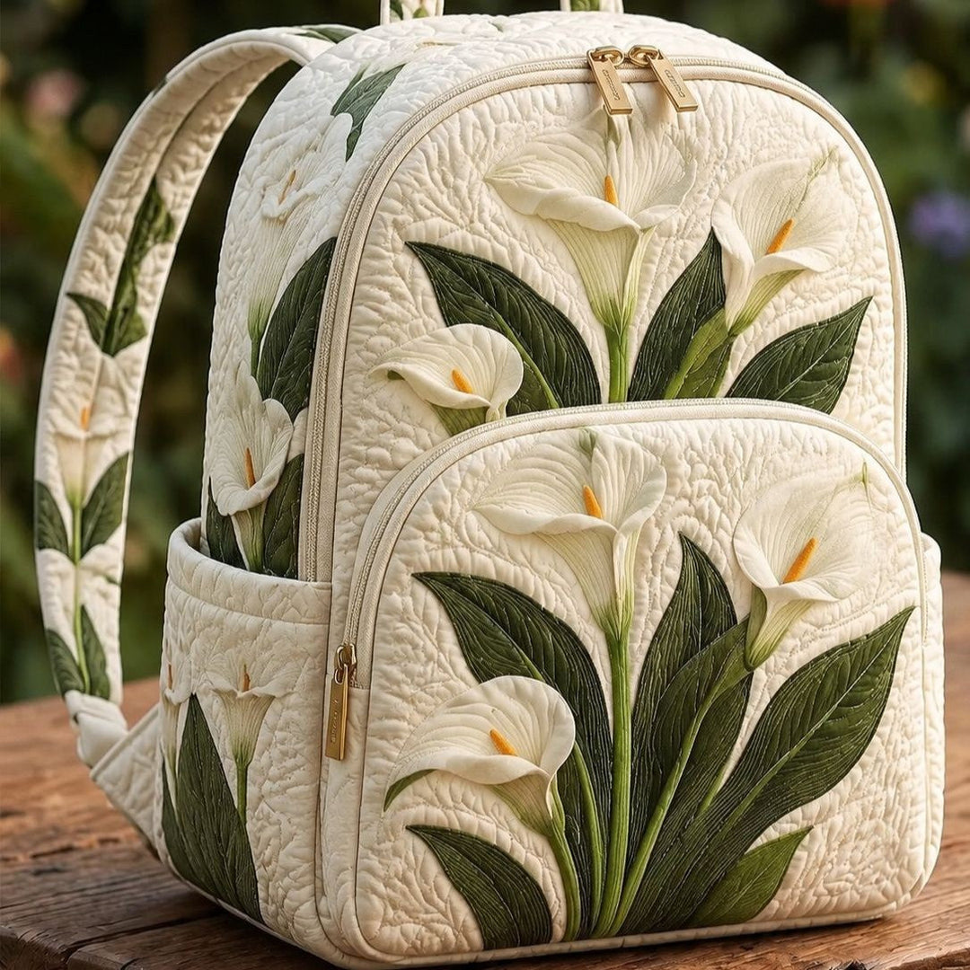 Gesteppter Rucksack – Weiße Calla