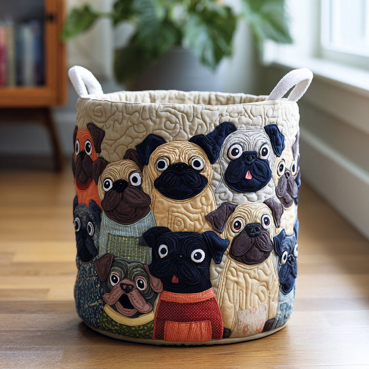 Gesteppter Wäschekorb – mit Mops