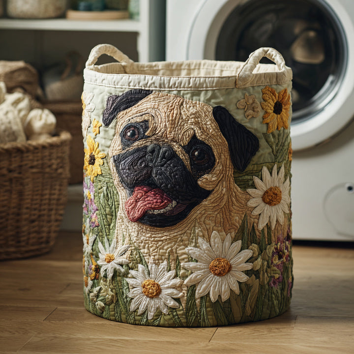 Gesteppter Wäschekorb – mit Mops