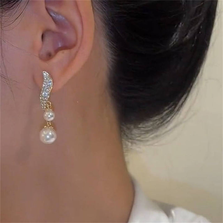 Perlen-Ohrhänger mit Strass