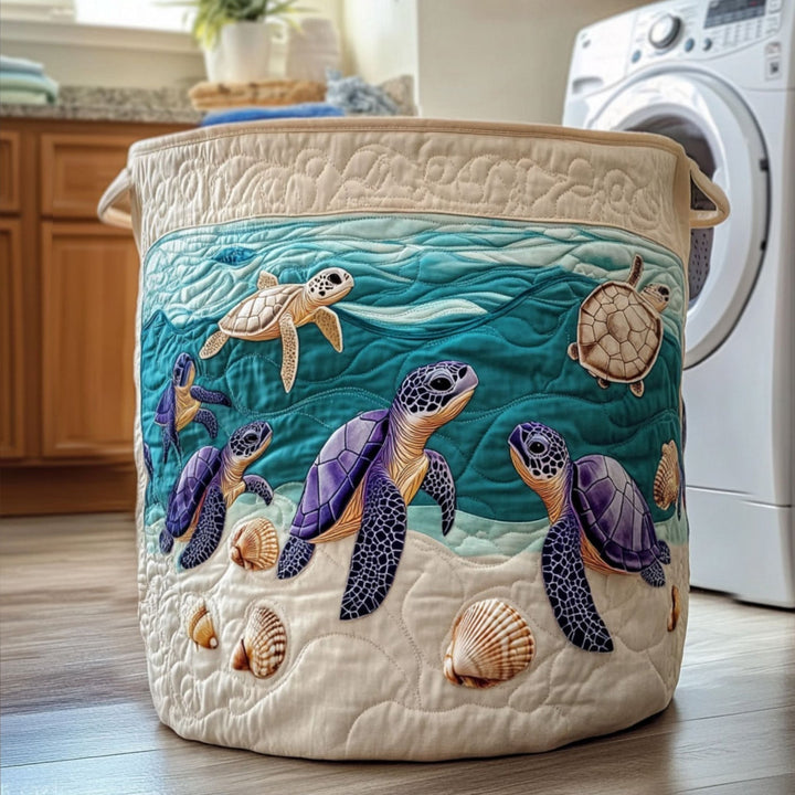 Gesteppter Wäschekorb – mit maritimem Motiv