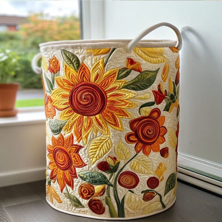 Gesteppter Wäschekorb – mit Blumendesign